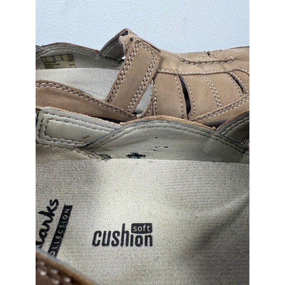 Clarks Slip On Shoes Women SZ 7.5M Tan Leather Comfort Flats Stretch - Picture 8 of 16